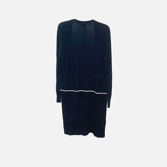 Worth 100% Wool Duster and Midi Dress Two Piece Set Women’s Black Cream Medium M - Picture 12 of 12